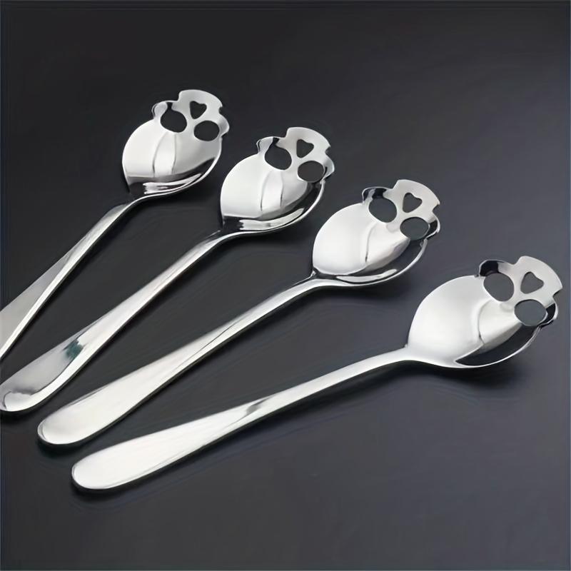 Halloween Spoon,Stainless Steel Skull Head Spoon with Hole,Multifunctional Kitchen Spoon,Halloween Decorative Spoon