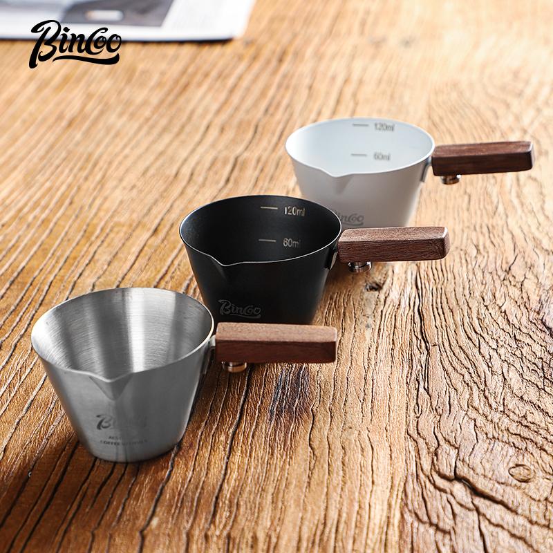 Bincoo measuring cup Stainless steel coffee extract cup espresso cup Italian liquid cup Coffee ounce cup milk jar Milk cup 100m