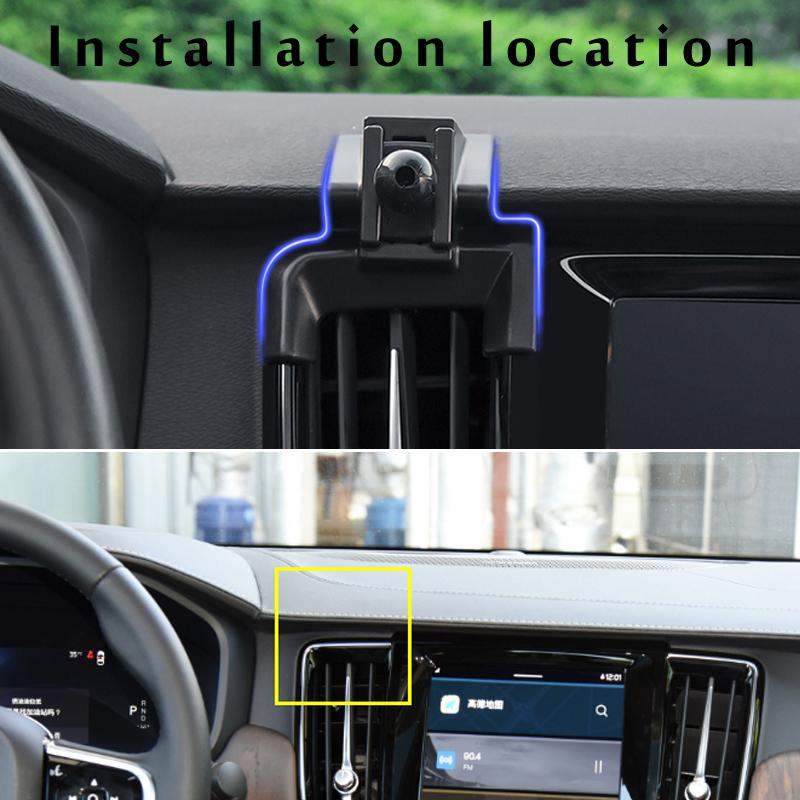 LHD Car Phone Holder For Volvo V90 S90 2017 2019 2020 2021 Car Styling Bracket GPS Stand Rotatable Support Mobile Accessories