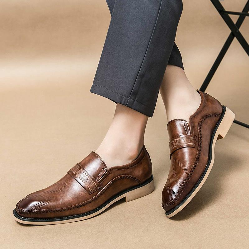 Chaussures de ville en cuir pour hommes Mode Marron Chaussures formelles pour hommes Mocassins décontractés d'affaires pour hommes zapatos de vestir hombre