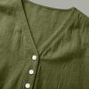 Women’s Casual Button Front Ruffle Sleeve Shirt Loose Fit Cotton Linen Blouse Relaxed Fit V Neck Top for Daily Wear