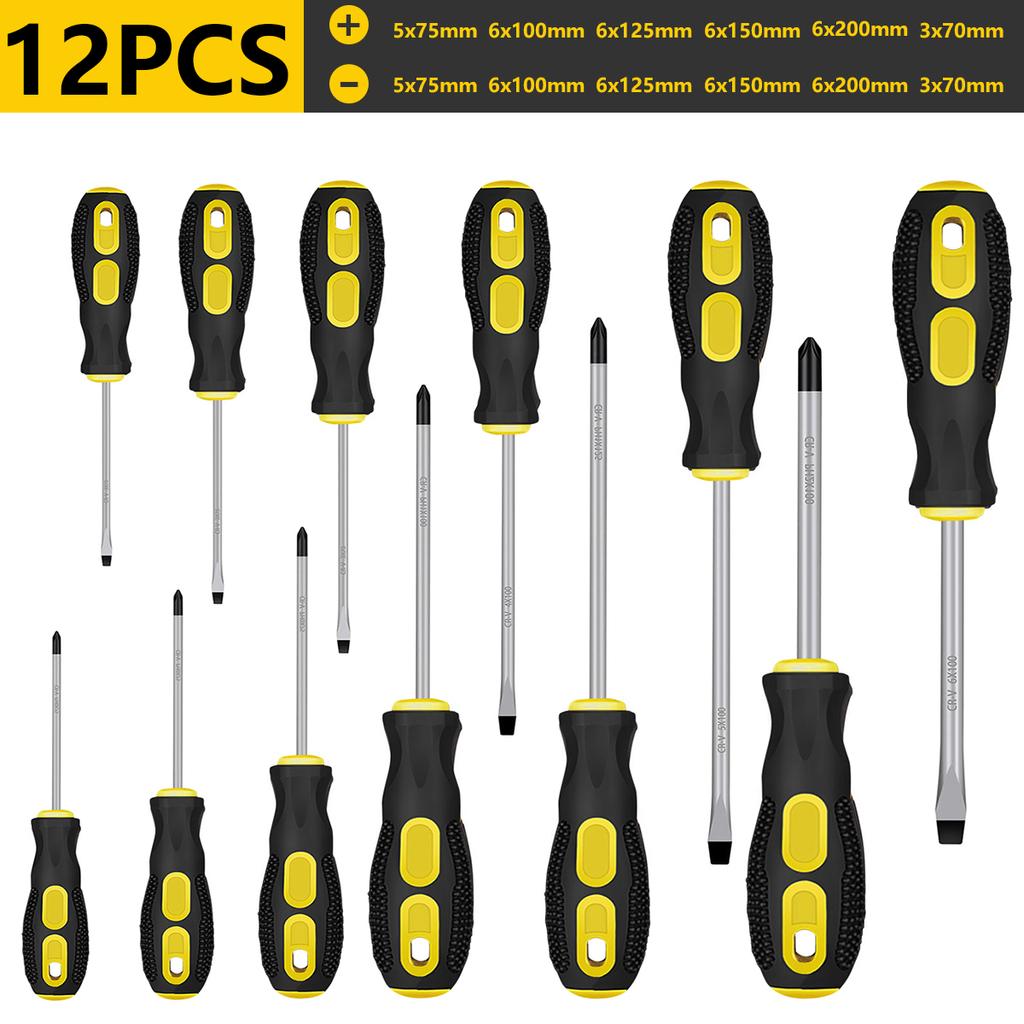 Magnetic Screwdrivers Set,  Phillips and  Slotted Tips Professional Cushion Grip Screwdriver Set