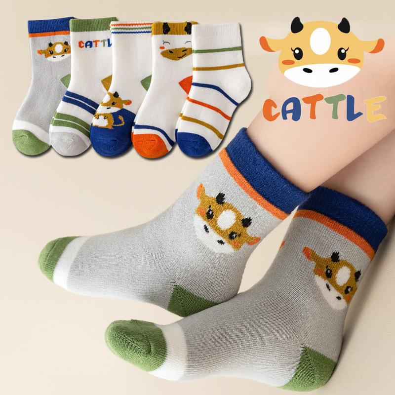 5 Pairs Baby Cotton Socks Soft Cartoon Short Socks For Newborn Toddler Kids Boys Girls Age 0-10 Years Cute Sports Ankle Socks