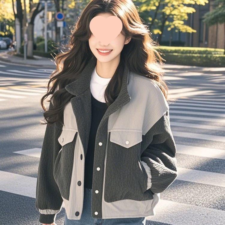 

Куртка в корейском стиле с цветными блоками, смесь полиэстера 71-80%, легкая роскошная мода для весны и осени. S for 85-105 jin