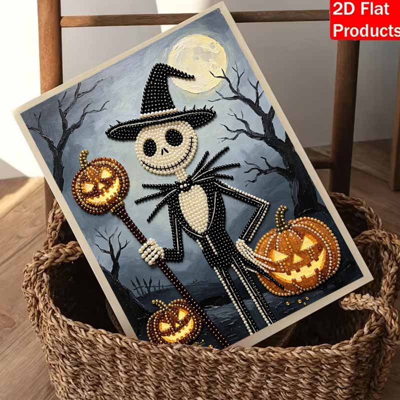Halloween Jack Skellington Pumpkin Pearl Painting Art Kit Handmade Diy Home Decorations