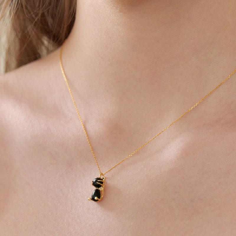 TATIANA (925 Silver) Black Kitty Necklace NZ2184