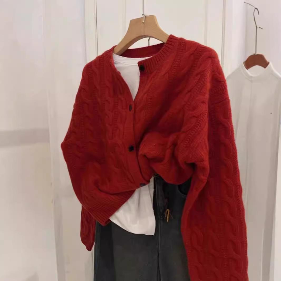 

European High-End 2024 Early Autumn Women s Pure Wool Cashmere Cardigan L