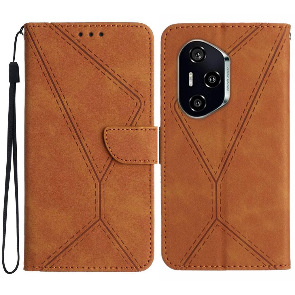 For Honor 400 Pro 5G (Global) Case Skin Touch Lines Imprinted PU Leather Flip Phone Cover