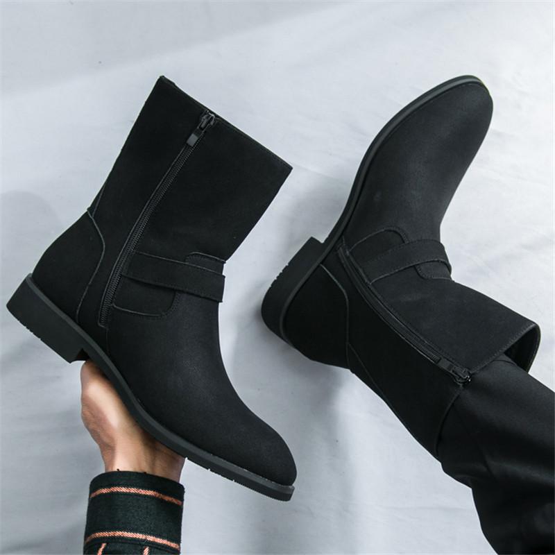 Fashion Winter New Fashion Men's Pointed Suede Leather Chelsea Ankle Boots  Male Casual Luxury Brand High-top Shoes Zapatos Hombre