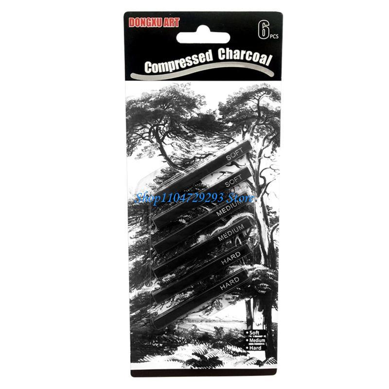 Square Sticks Black Pencil Compressed for Kids Beginners Art Students Amateurs Painter 2 Soft 2 2 Hard