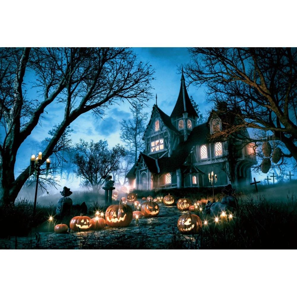 Halloween home party decoration hanging cloth horror cemetery castle pumpkin head hanging cloth room decoration background cloth