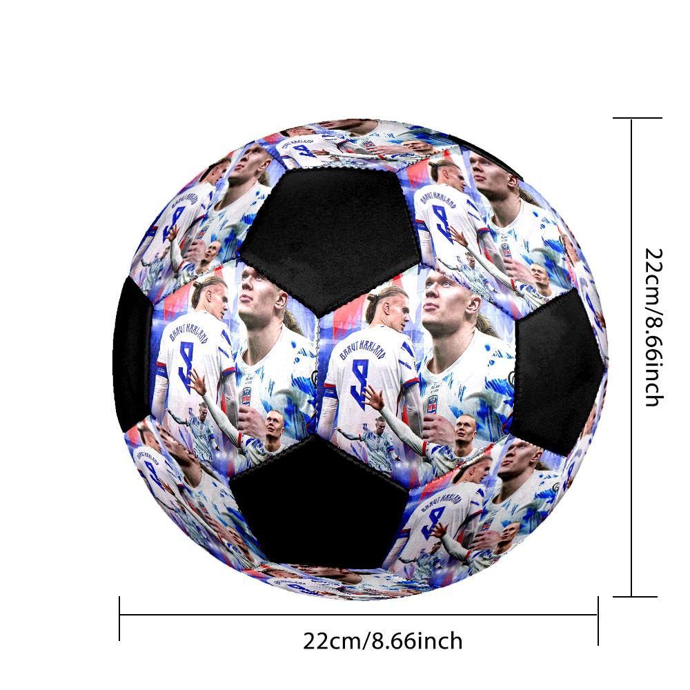 Erling Haaland Soccer Ball Size 5 Colorful Machine Stitched PVC Competition Ready Durable High-Bounce