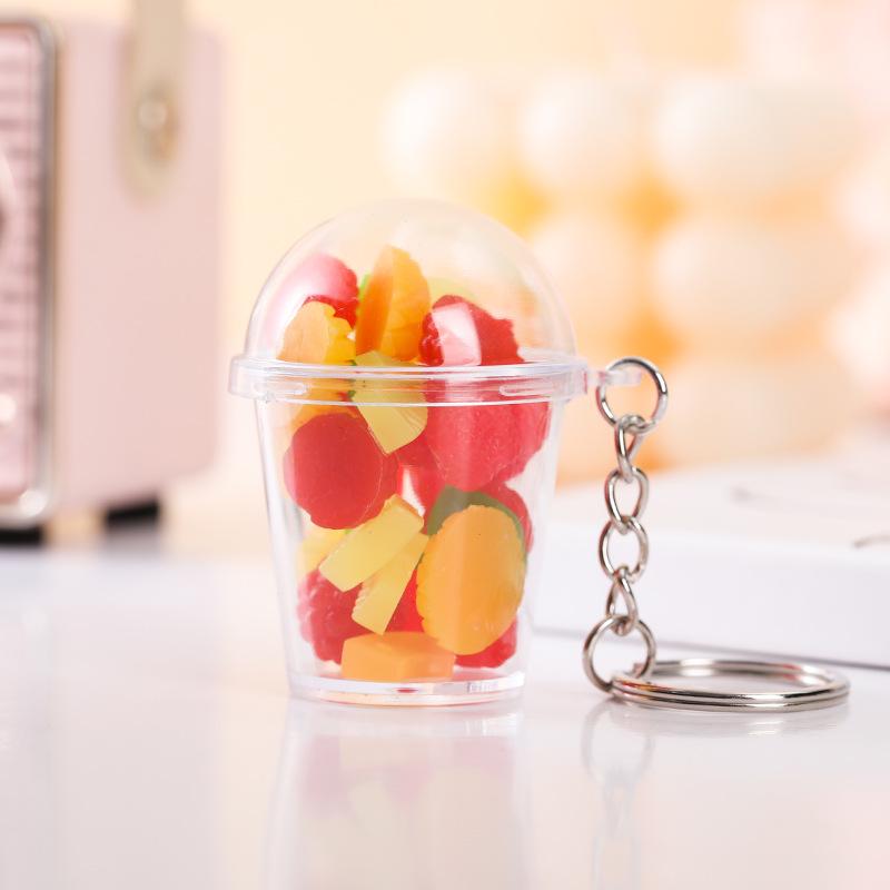 Influencer Shaker Cup Keychain: Toy Food Pendant for Students & Couples