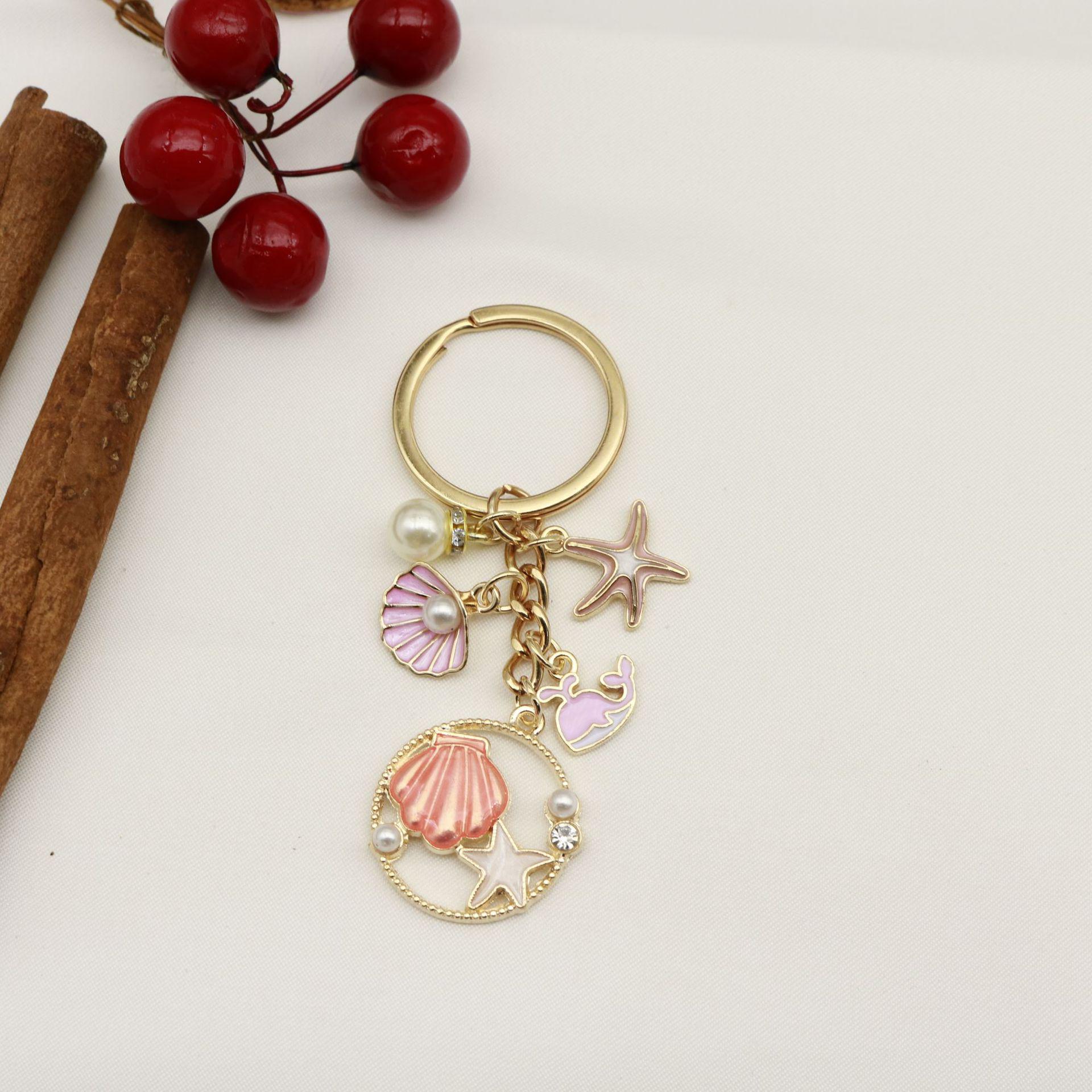 Ocean Series Charm Keychain: Starfish, Shell, Dolphin, Turtle, Mermaid Tail Pendant