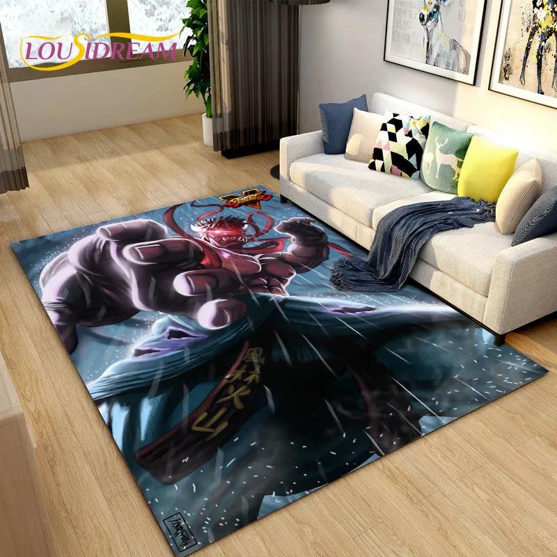 Street Fighter Retro Game Gamer Area Rug,Carpet Rug for Living Room Bedroom Sofa Doormat Decoration, Kid Play Non-slip Floor Mat