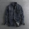 Autumn Custom Striped Denim Shirt Men's Work American Retro Trend