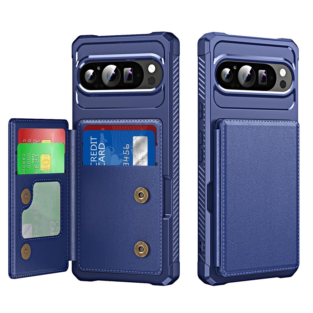 For Google Pixel 9 Pro XL Case Card Slot Kickstand Leather+TPU Reinforced Corner Phone Cover