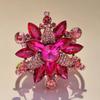 Crystals Flower Brooch For Women Elegant Party Wedding Accessories Portable Alloy Jewelry With Secure Clasp