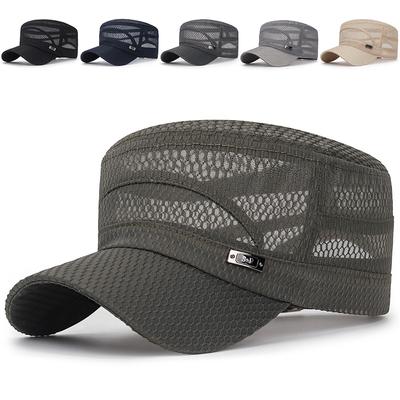 Adjustable Classic Mesh Flat Top Caps Vintage Army Military Cadet Style Hat Outdoor Travel Casual Cadet Army Cap Casual Sun Cap