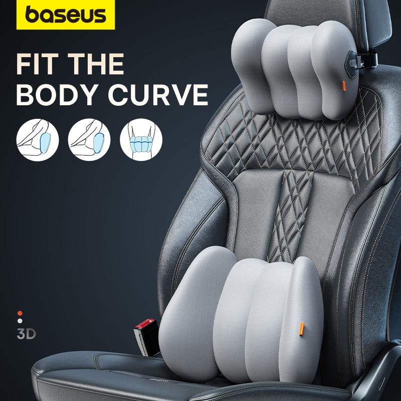 

Baseus Car Headrest Waist Pillow 3D Memory Foam Seat Support for Home Office Neck Rest Breathable Car Back Lumbar Neck Pillow Grey