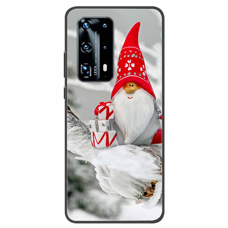 Christmas Phone Cases For Huawei P40 P20 Pro P40 P20 Lite P40 P20Case Black Silicone TPU Soft Cover Santa Claus TPU Bumper Funda