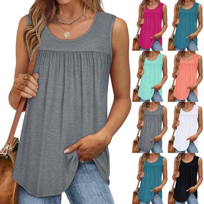 Damen Casual O-Ausschnitt Locker Einfarbig Ärmellos Top T-Shirt Sommer Tanktops für Damen Tank Camisole Ärmellos Basic Einfarbig Tops
