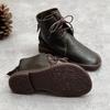 Women's Genuine Leather Ankle Boots Handmade Retro British Style Lace-Up Round Toe Flat Ankle Boots Luxury Women Short Boots
