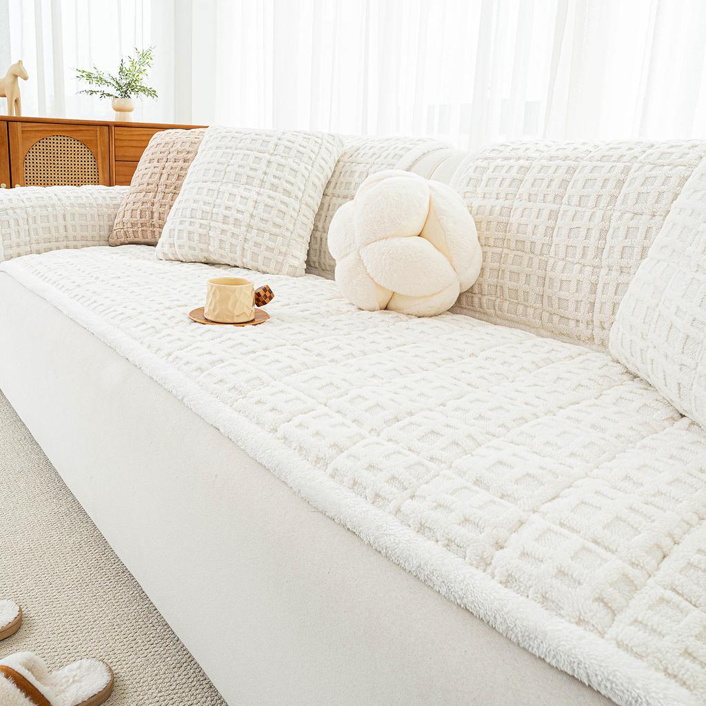 Thickened Sofa Cover Autumn Winter New Soft Cream Style Heat Retention Warm Fixed Non-Slip Durable Cushion One-Piece Sofa Cover