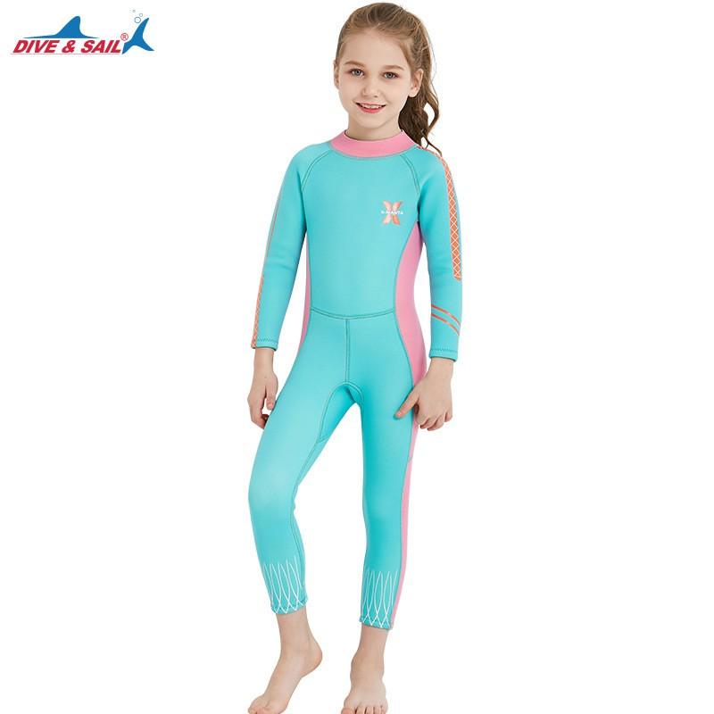 2.5mm Kids Girls Wetsuit Full Body Snorkeling Suit Swimming Diving Warm Water Activities
