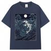 Japanese Style Yin Tang Koi Fish Moonrise Graphic T Shirt   Fashion Vintage T-shirts Oversized Cotton Casual Y2k T-shirt