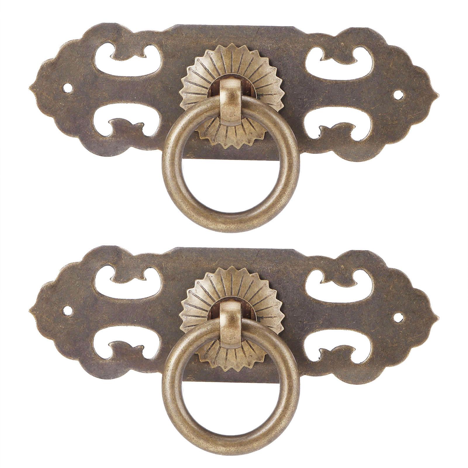 

2 Sets 90mm Drawer Horizontal Handle Copper Antique Hollow Cabinet Handle Pull Furniture Parts
