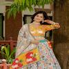 Multicolour Printed Lehenga Set with Animal Motifs