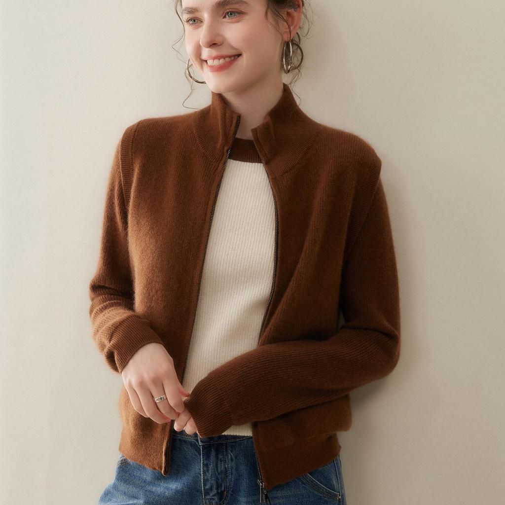 Damen Ärmellose Kaschmirweste - Petite Reißverschlussjacke für Herbst/Winter Mode