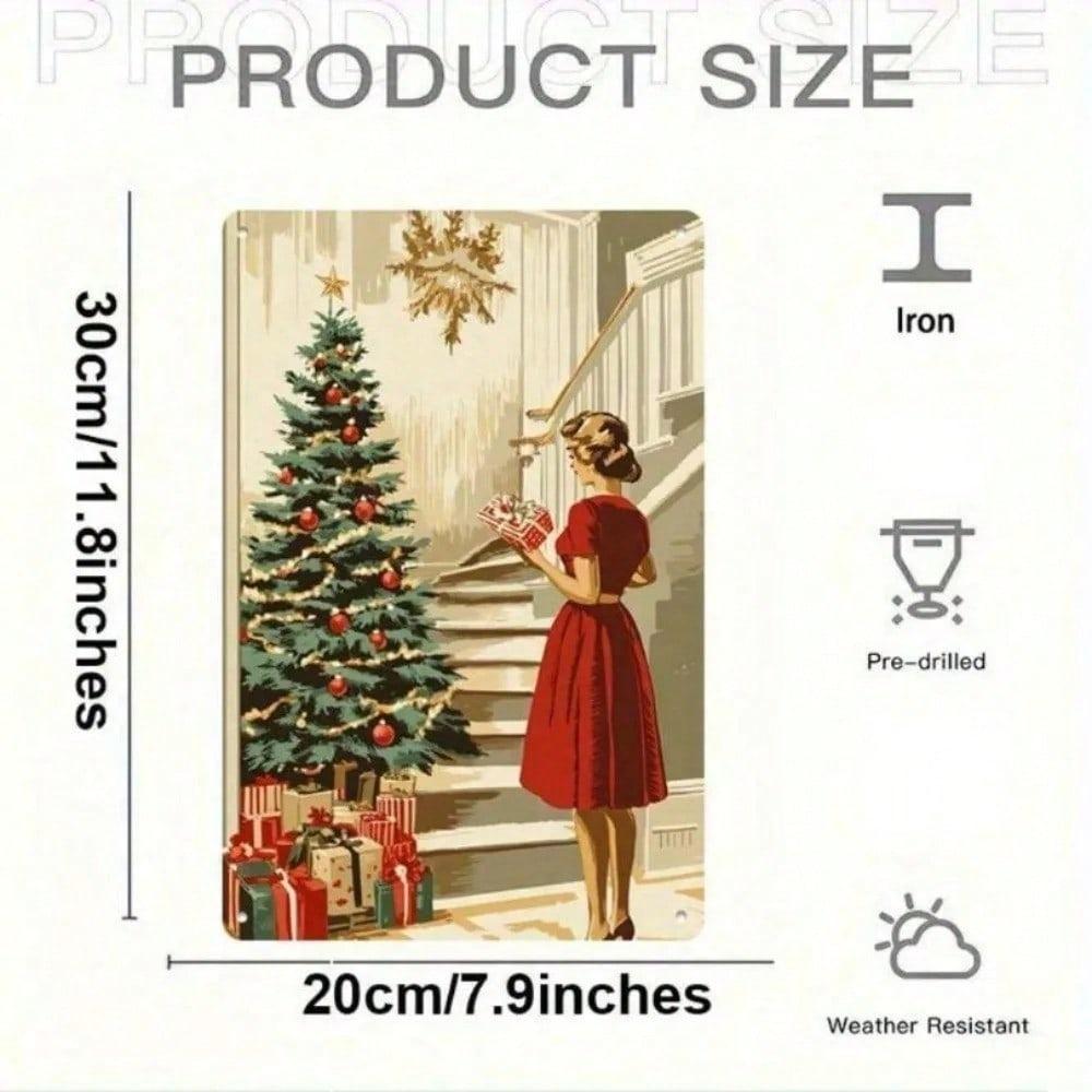 Vintage Christmas Tin Sign Santa 8x12 Inch Retro Metal Poster Wall Art Home Decor Gift