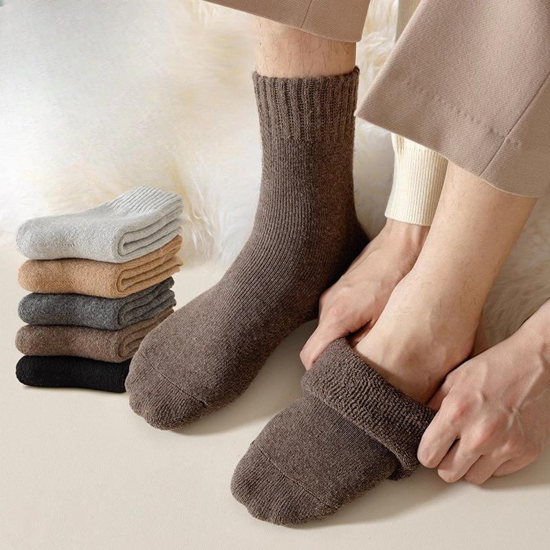 Wool Socks for Men, Mid-calf Socks, Warm and Anti-pilling Floor Socks