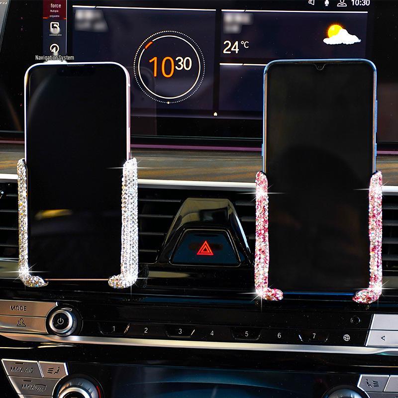 V-shaped Diamond Car Phone Holder with Gravity Sensing for Air Vent & Console