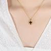 Elegant Black Zircon Oval Pendant Necklace - Gold-Plated Versatile Clavicle Chain for Women