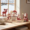 Christmas Desktop Centerpieces Nordic Ornaments Wood Reindeer Santa Claus Snowman Figurine Ornament Gifts for Kids Rustic Decoration Holiday