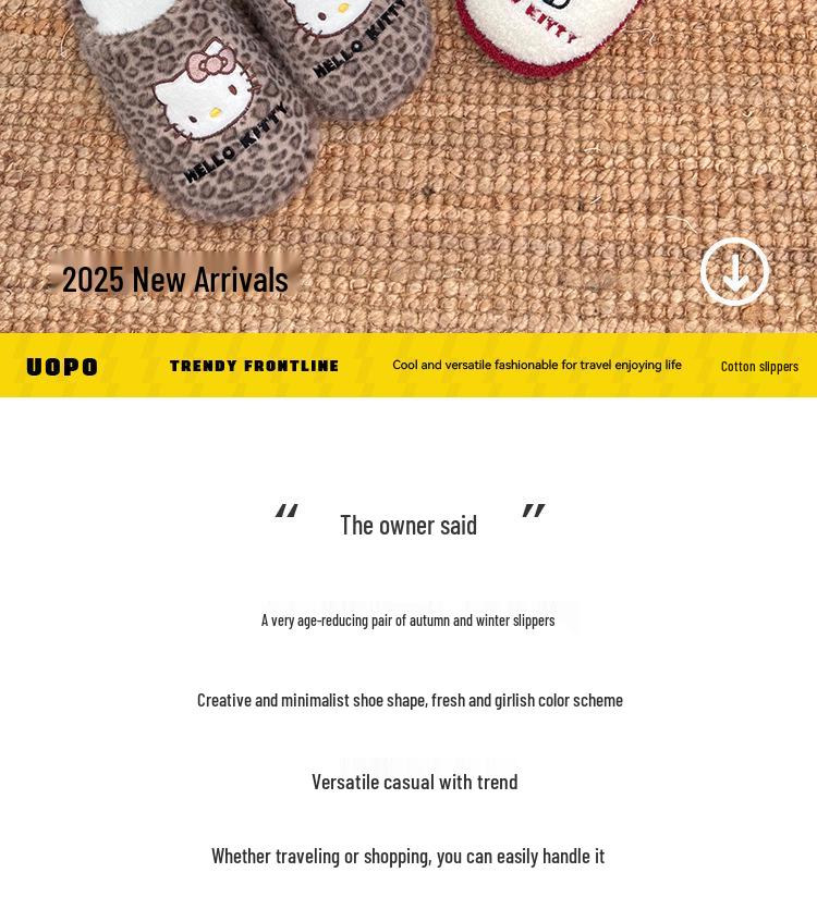 Genuine Sanrio Cartoon Furry Slippers - Women's Non-Slip Warm Winter Indoor Slippers with Plush Cotton and Velvet