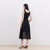 VEROMODA Ribbed Knit Chiffon Tie-Waist Pleated Midi Dress