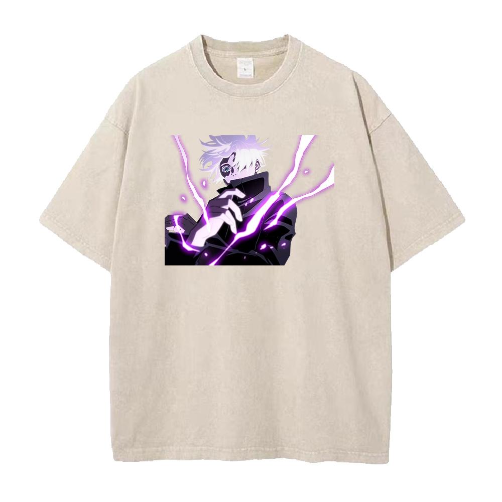 Tricou Anime Jujutsu Kaisen Spălat Gojo Satoru Tricou Grafic Cool Bărbați Casual Tricouri Manga Harajuku Bumbac Bărbați Topuri Vintage