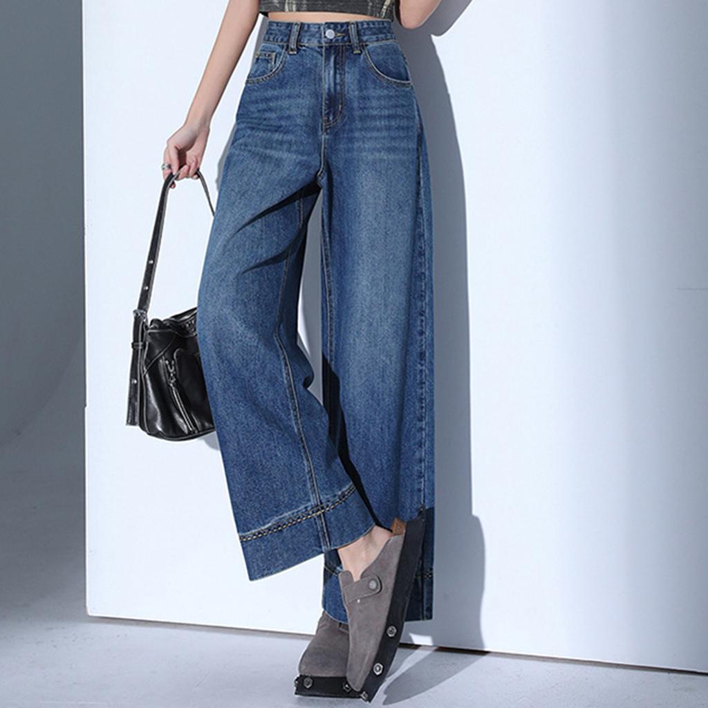 Women's Trousers Large Size Stretch Jeans Loose Semi-Elastic Pants