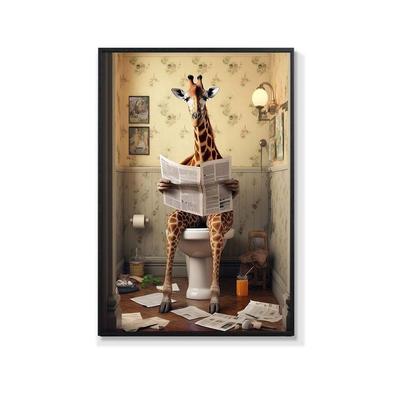 Retro Creative Animal Bathroom Canvas Painting Lion Cat Bar Toilet Bathroom Decoration Painting for Modern Living Room Asian Style Home Decor