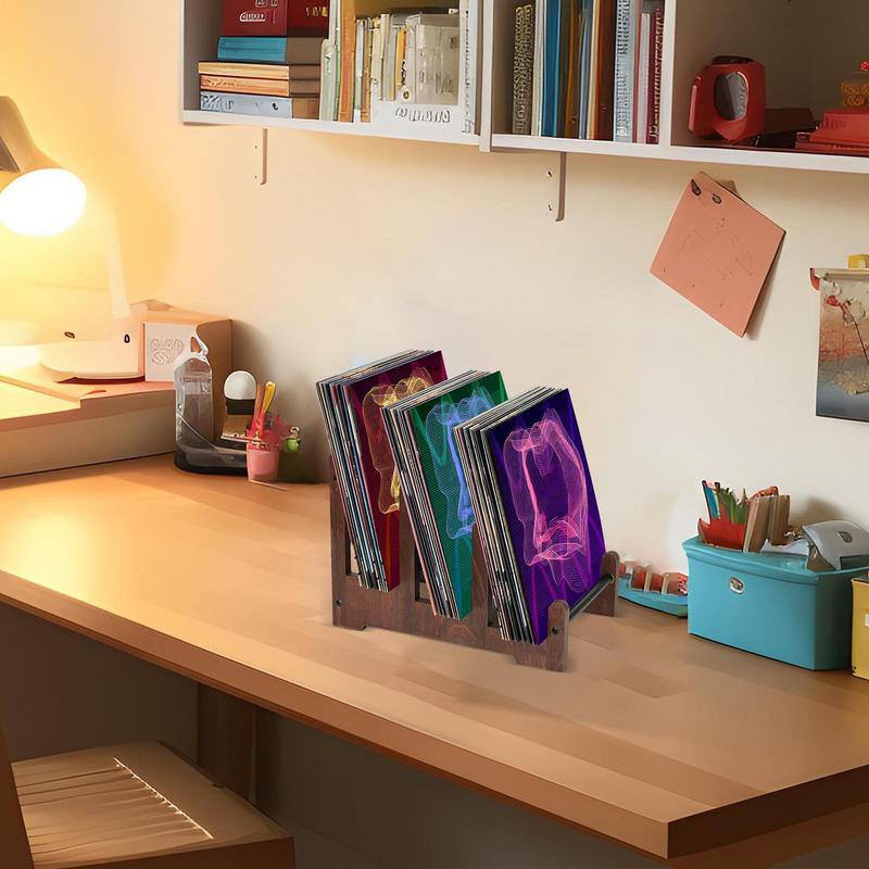 Record Storage Record Storage Rack Wooden 3-Layer Desktop Album Recipe Shelf Photo Organizer Holder For Bookstore Bookshelf