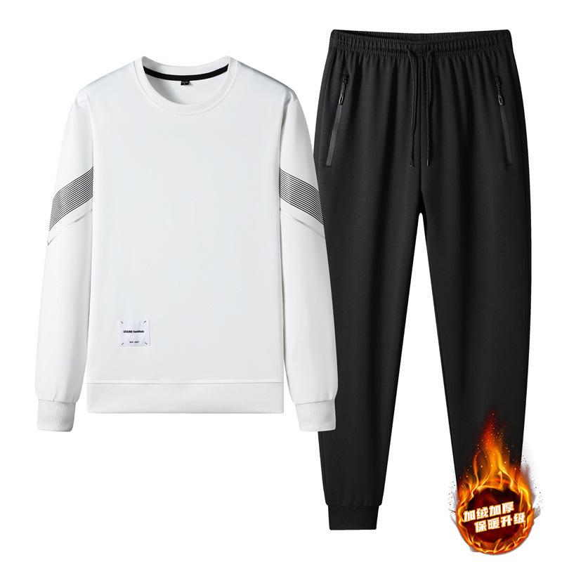 2025 Autumn Men's Casual Sports Hoodie Set: Middle-Aged & Young Round Neck Loose Fit