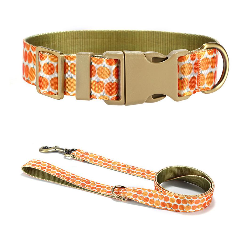 Dog Collar Lovely Pumpkin Leash for Large Medium Dogs Harnesses Strong Harvest Theme Leash Long Belt Halloween Theme