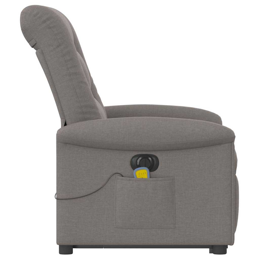 Electric Massage Recliner with Rising Function Taupe Fabric