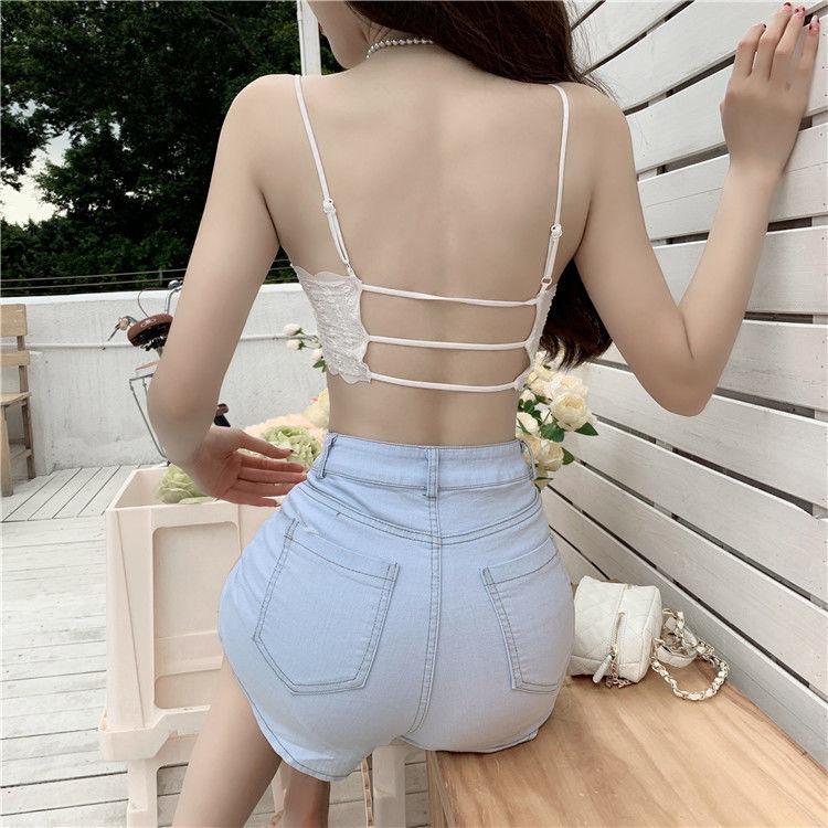 Summer Lace Camisole Vest for Women with Breast Pads Ice Silk Beauty Back Underwear for Women Strapless No Steel Ring Base Thin Inner Layer