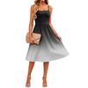 Women's Gradient Print Casual Sleeveless Dress Adjustable Straps Pockets Midi Length Summer Sundress