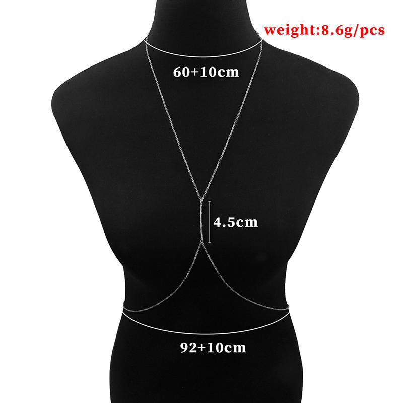 Metal Ladies Body Chain Sexy Cutout Style Bikini Chest Chain Decorative Jewelry